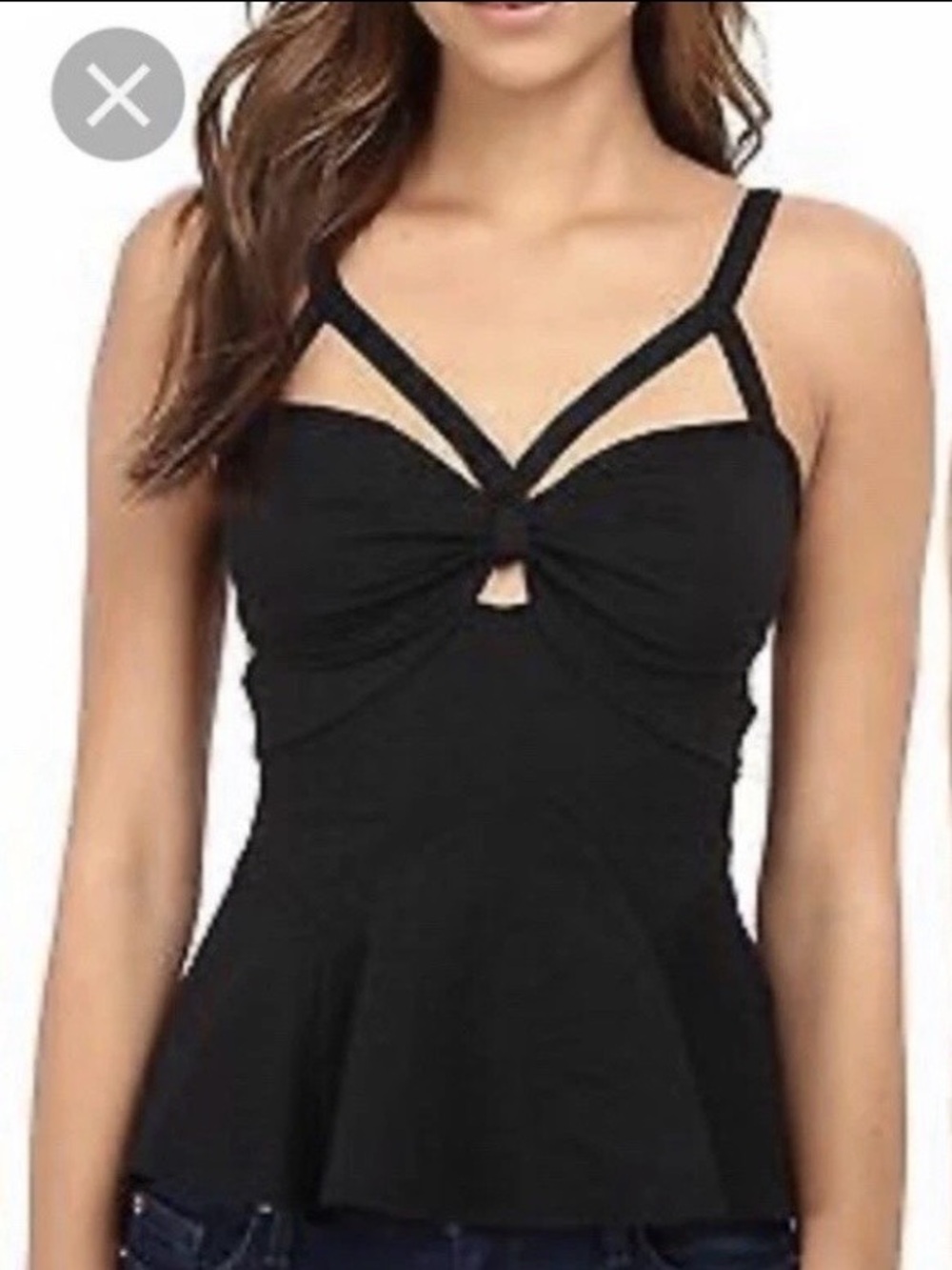 Free People Black Flared Bandeau Tank with Straps